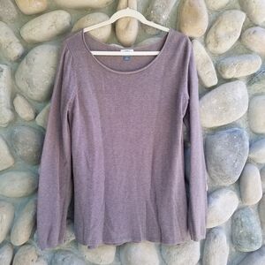 Old Navy Costal Light Brown Long Sleeve Spring Sweater Blouse Wide Neck Breezy